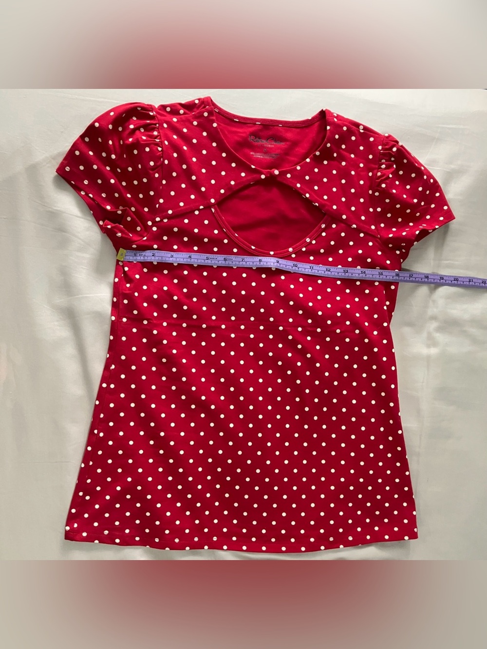 Torrid Retro Chic Button Neck Foxy Top in Commit Dot Red - Size 0/12 - NWT - Picture 11 of 16